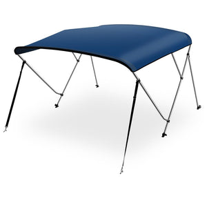 3 Bow Bimini Top - 2 Straps And 2 Rear Support Poles With Marine-Grade 600D Polyester Canvas (Navy Blue)