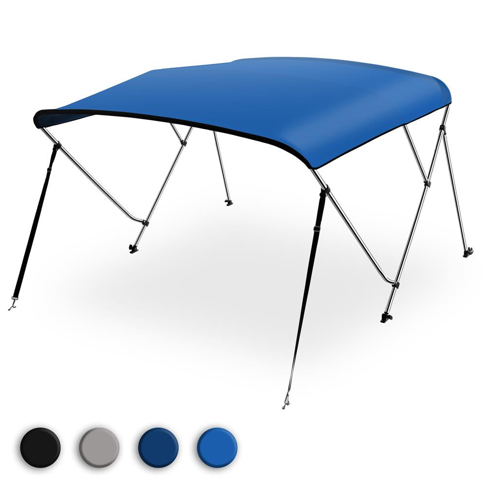 3 Bow Bimini Top - 2 Straps And 2 Rear Support Poles With Marine-Grade 600D Polyester Canvas (Royal Blue)