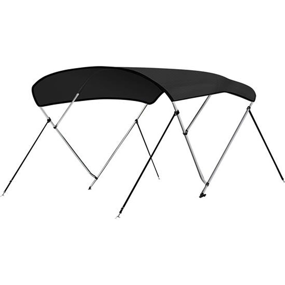 4 Bow Bimini Top Boat Cover - Front Hold-Down Straps And Rear Support Arms, Includes Mounting Hardware With 1 Inch Aluminum Frame (Gray)