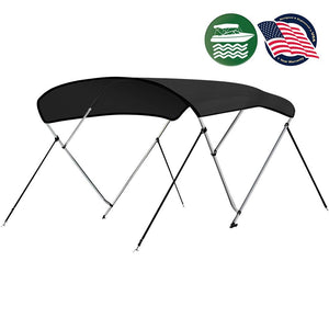4 Bow Bimini Top Boat Cover, Waterproof UV-Resistant, Aluminum Frame, Gray