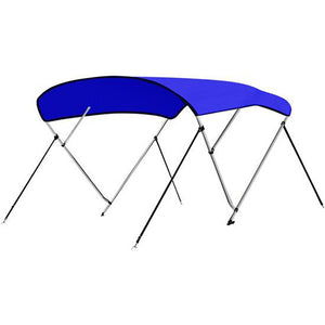 4 Bow Bimini Top Boat Cover - Front Hold-Down Straps And Rear Support Arms, Includes Mounting Hardware With 1 Inch Aluminum Frame (Blue)