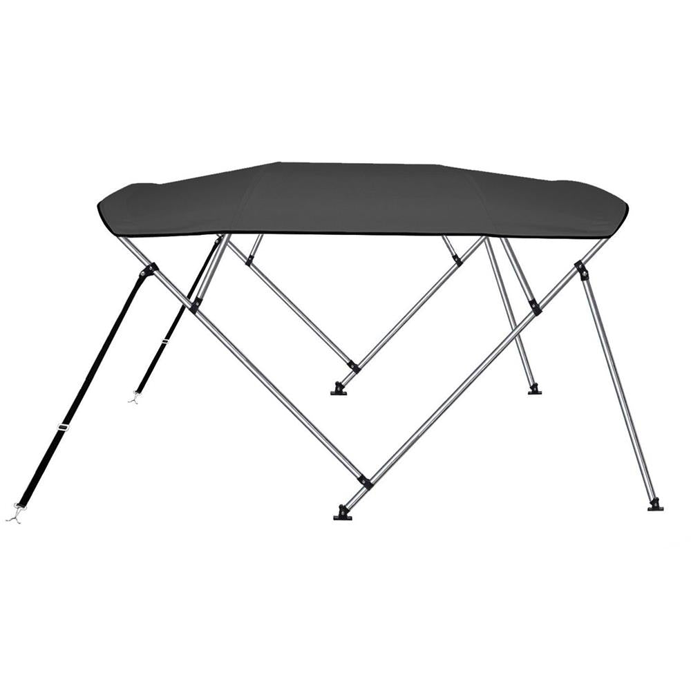 4 Bow Bimini Top Boat Cover, Waterproof UV-Resistant Aluminum, Gray