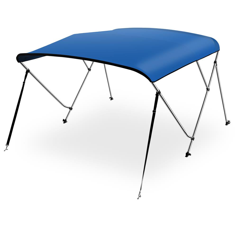 4 Bow Bimini Top - 2 Straps And 2 Rear Support Poles With Marine-Grade 600D Polyester Canvas (Royal Blue)