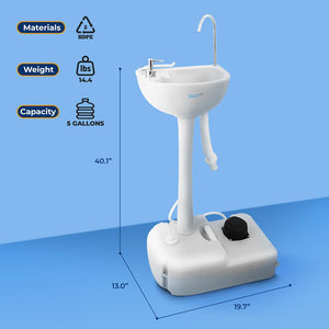 Portable Hand-Wash Sink / Water Faucet Washing Station (5+ Gal. Capacity)