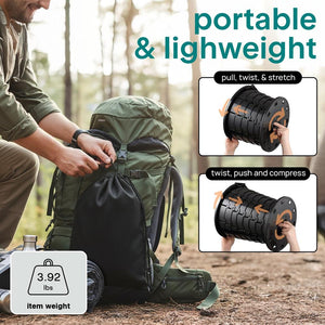 Portable Non-Slip Camping Toilet – Adjustable Height Foldable Travel Potty With Lid, Strap And Carry Bag For Car, Camping, Outdoor Use (Black)