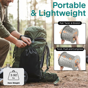 Portable Non-Slip Camping Toilet – Adjustable Height Foldable Travel Potty With Lid, Strap And Carry Bag For Car, Camping, Outdoor Use (Gray)