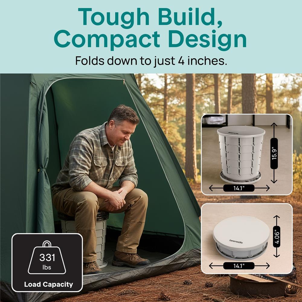 camping toilet Portable Non-Slip Camping Toilet – Adjustable Height Foldable Travel P – SereneLife Home