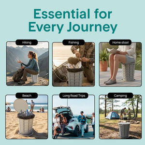 Portable Non-Slip Camping Toilet – Adjustable Height Foldable Travel Potty With Lid, Strap And Carry Bag For Car, Camping, Outdoor Use (Gray)
