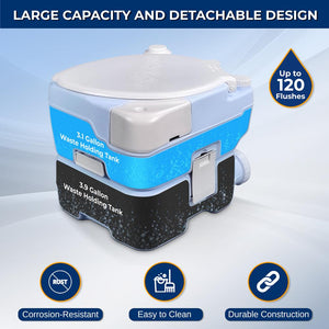 15L Portable Toilet, Leak-Proof, Full Flush, Moonwhite