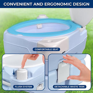 15L Portable Toilet, Leak-Proof, Full Flush, Moonwhite