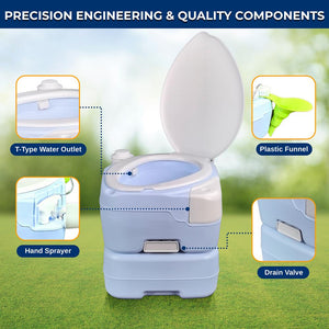 15L Portable Toilet, Leak-Proof, Full Flush, Moonwhite