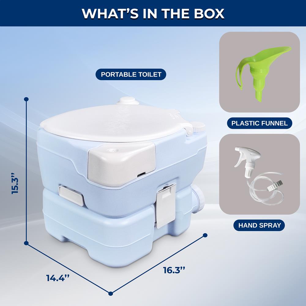 15L Portable Toilet, Leak-Proof, Full Flush, Moonwhite