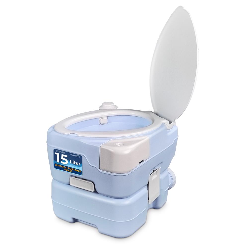 15L Portable Toilet, Leak-Proof, Full Flush, Moonwhite