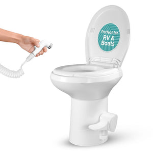 RV Toilet Leak-Proof Compact Design HDPE White