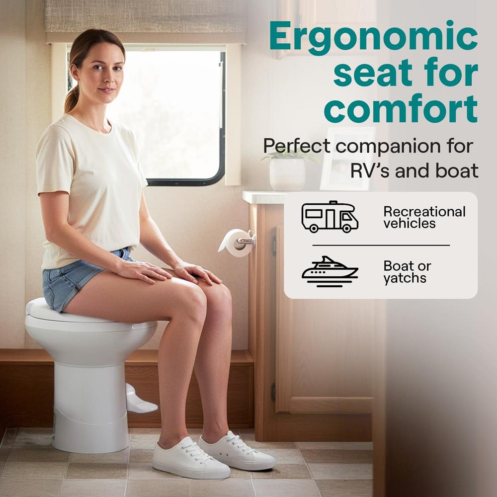 RV Toilet Leak-Proof Compact Design HDPE White