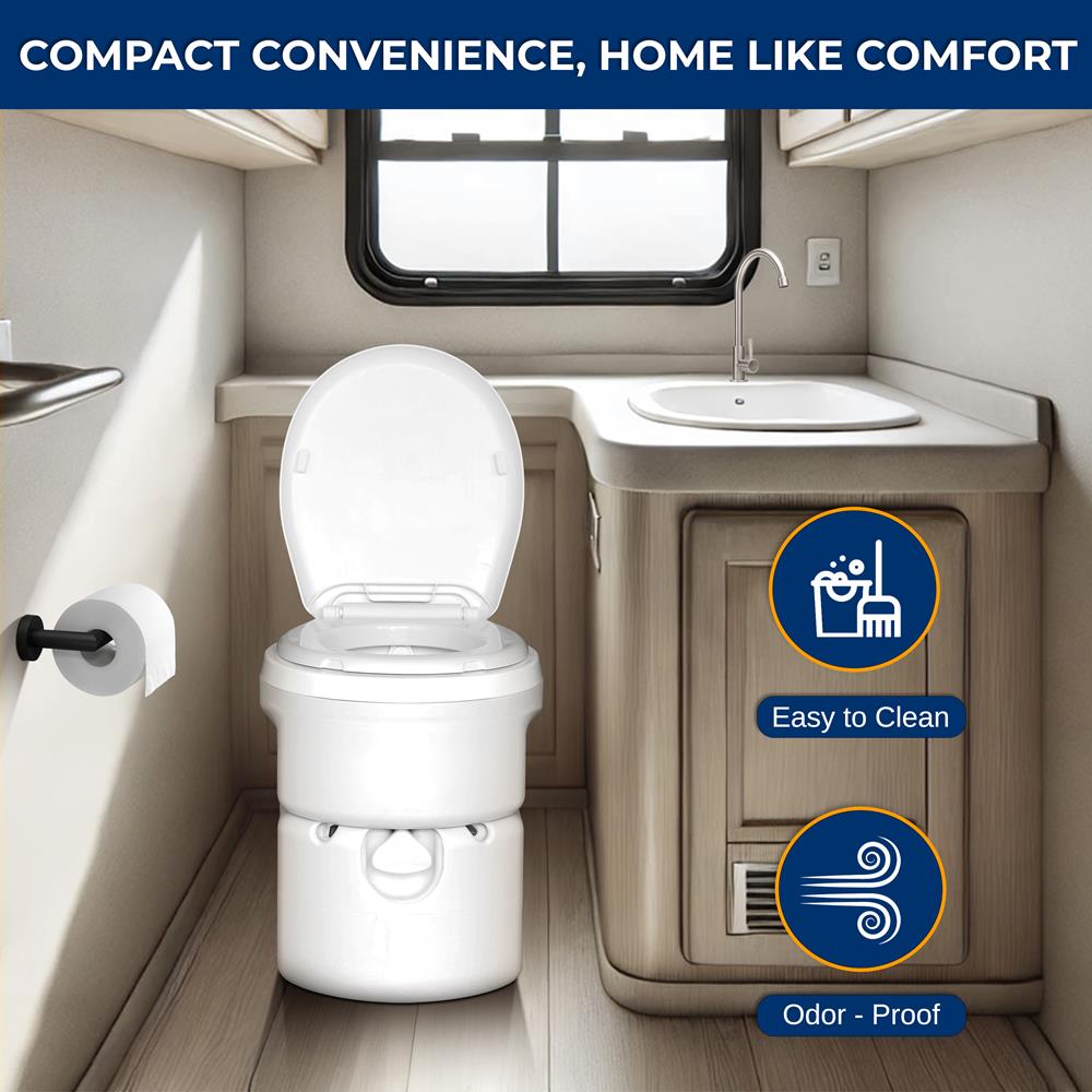 Outdoor Portable Cassette Toilet, Travel Toilet With Detachable Waste Holding Tank & Level Indicator