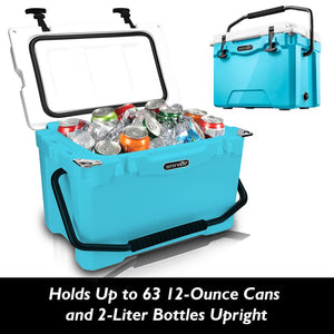 Portable Cooler Box - Holds Up To 63 Cans, Keeps Ice Up To 5 Days, Heavy-Duty 25-Quart (Blue)