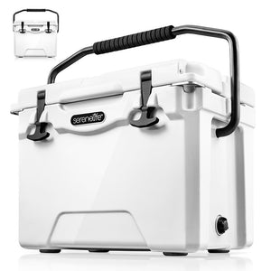 Portable Cooler Box - Holds Up To 63 Cans, Keeps Ice Up To 5 Days, Heavy-Duty 25-Quart (White)