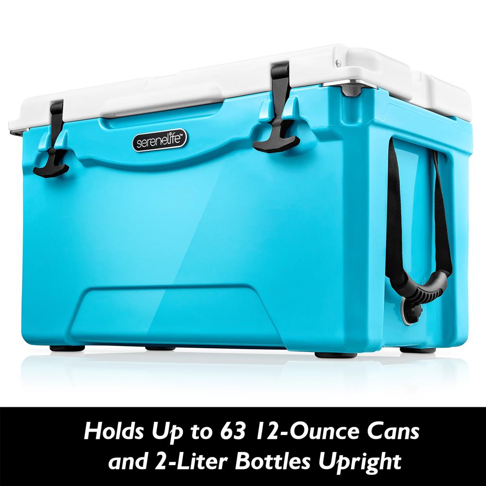 Portable Cooler Box - Holds Up To 63 Cans, Keeps Ice Up To 5 Days, Heavy-Duty 50-Quart (Blue)