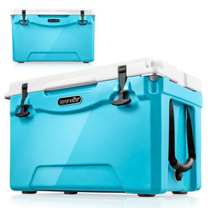 Portable Cooler Box - Holds Up To 63 Cans, Keeps Ice Up To 5 Days, Heavy-Duty 50-Quart (Blue)