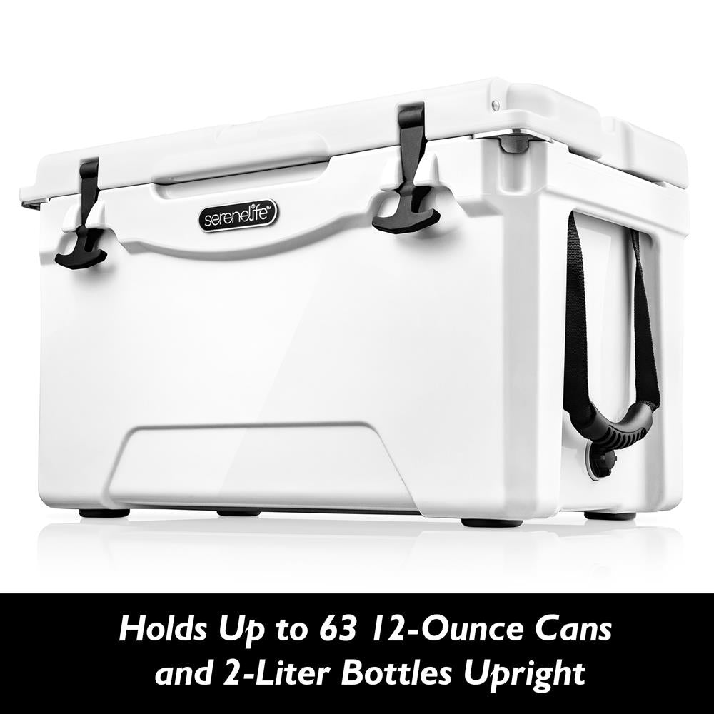 Portable Cooler Box - Holds Up To 63 Cans, Keeps Ice Up To 5 Days, Heavy-Duty 50-Quart (White)