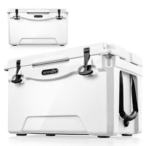 Portable Cooler Box - Holds Up To 63 Cans, Keeps Ice Up To 5 Days, Heavy-Duty 50-Quart (White)