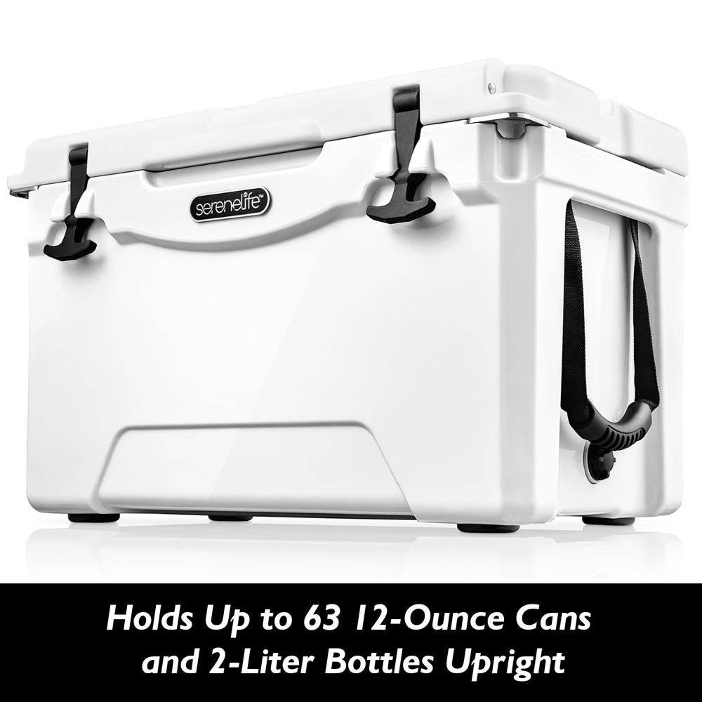 Portable Cooler Box - Holds Up To 63 Cans, Keeps Ice Up To 5 Days, Heavy-Duty 75-Quart (White)