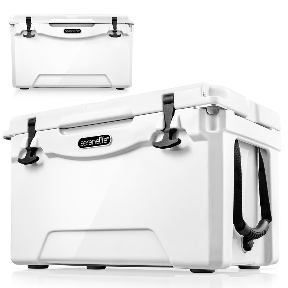 Portable Cooler Box - Holds Up To 63 Cans, Keeps Ice Up To 5 Days, Heavy-Duty 75-Quart (White)