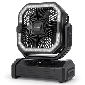 Serenelife Rechargeable Desk Camping Fan With 4 Speeds, 90°/120° Rotation, 10,000 Mah Battery – Ideal For Outdoor Use (Black)
