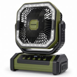 Serenelife Rechargeable Desk Camping Fan With 4 Speeds, 90°/120° Rotation, 20,000 Mah Battery – Ideal For Outdoor Use (Green)