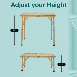 Serenelife Foldable Camping Table - 2Ft Small-Sized Height Adjustable Portable Outdoor Table With Easy Fold Design, Space-Saving Storage, Weather-Resistant Surface For Camping, Fishing, Picnics & Outdoor Adventures (Beige)