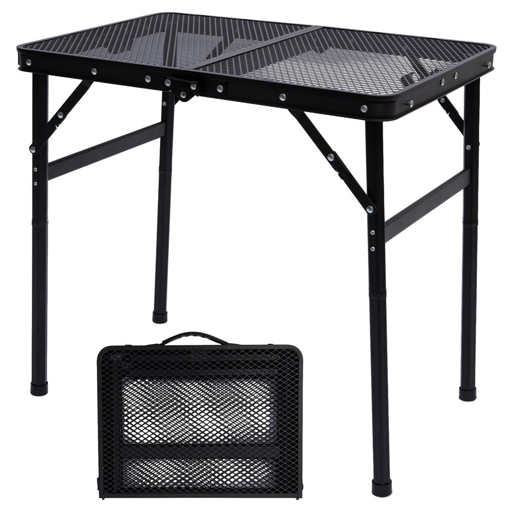 Serenelife Foldable Camping Table - 2Ft Small-Sized Height Adjustable Portable Outdoor Table With Easy Fold Design, Space-Saving Storage, Weather-Resistant Surface For Camping, Fishing, Picnics & Outdoor Adventures (Black)