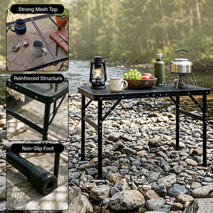 Serenelife Foldable Camping Table - 2Ft Small-Sized Height Adjustable Portable Outdoor Table With Easy Fold Design, Space-Saving Storage, Weather-Resistant Surface For Camping, Fishing, Picnics & Outdoor Adventures (Black)