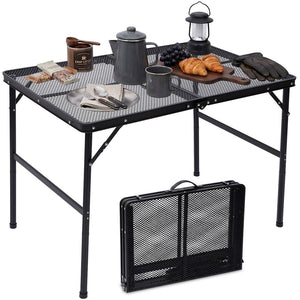 Serenelife Foldable Camping Table - 3Ft Medium-Sized Height Adjustable Portable Outdoor Table With Easy Fold Design, Space-Saving Storage, Weather-Resistant Surface For Camping, Fishing, Picnics & Outdoor Adventures (Black)