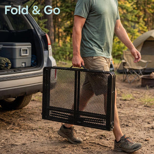 Serenelife Foldable Camping Table - 3Ft Medium-Sized Height Adjustable Portable Outdoor Table With Easy Fold Design, Space-Saving Storage, Weather-Resistant Surface For Camping, Fishing, Picnics & Outdoor Adventures (Black)