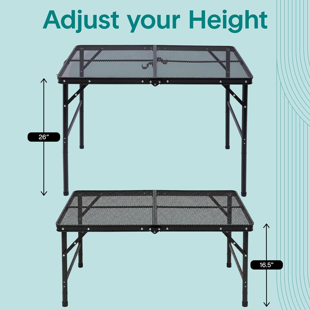 Serenelife Foldable Camping Table - 3Ft Medium-Sized Height Adjustable Portable Outdoor Table With Easy Fold Design, Space-Saving Storage, Weather-Resistant Surface For Camping, Fishing, Picnics & Outdoor Adventures (Black)