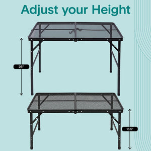 Serenelife Foldable Camping Table - 3Ft Medium-Sized Height Adjustable Portable Outdoor Table With Easy Fold Design, Space-Saving Storage, Weather-Resistant Surface For Camping, Fishing, Picnics & Outdoor Adventures (Black)