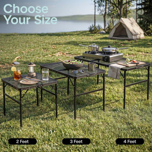 Serenelife Foldable Camping Table - 4Ft Large-Sized Height Adjustable Portable Outdoor Table With Easy Fold Design, Space-Saving Storage, Weather-Resistant Surface For Camping, Fishing, Picnics & Outdoor Adventures (Black)