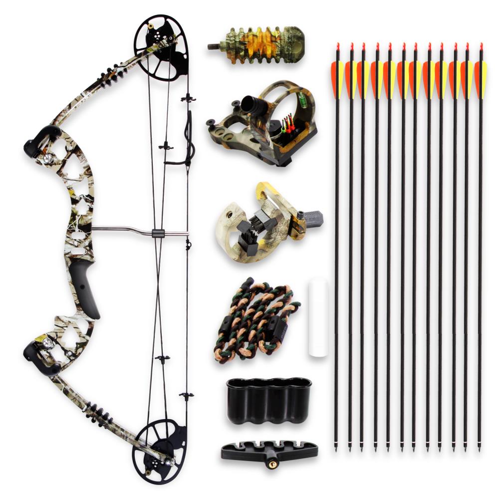 Compound Bow Kit, Adjustable 30-70 lbs, 320 fps, Brown