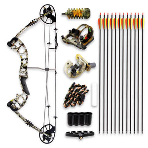 Compound Bow Kit, Adjustable 30-70 lbs, 320 fps, Brown