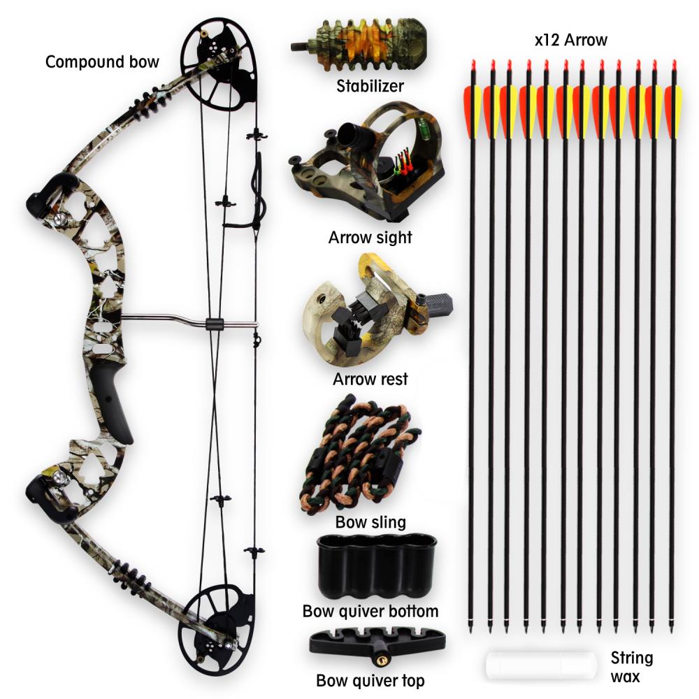 Compound Bow Kit, Adjustable 30-70 lbs, 320 fps, Brown