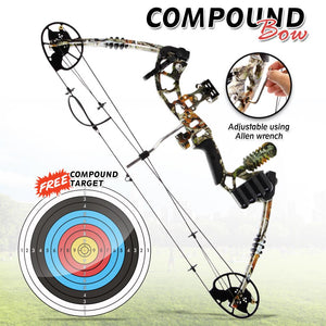 Compound Bow Kit, Adjustable 30-70 lbs, 320 fps, Brown