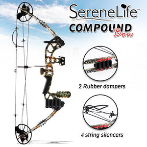 Compound Bow Kit, Adjustable 30-70 lbs, 320 fps, Brown