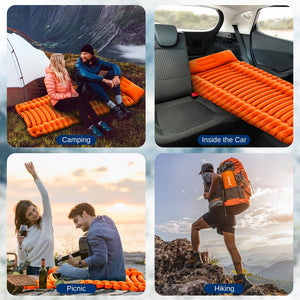 Sleeping Pad with Pillow - Fast Inflation, Tear-Resistant, Orange