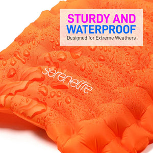 Sleeping Pad with Pillow - Fast Inflation, Tear-Resistant, Orange