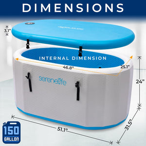 Inflatable Cold Plunge Tub 150 Gal Drop Stitch PVC Therapy Recovery