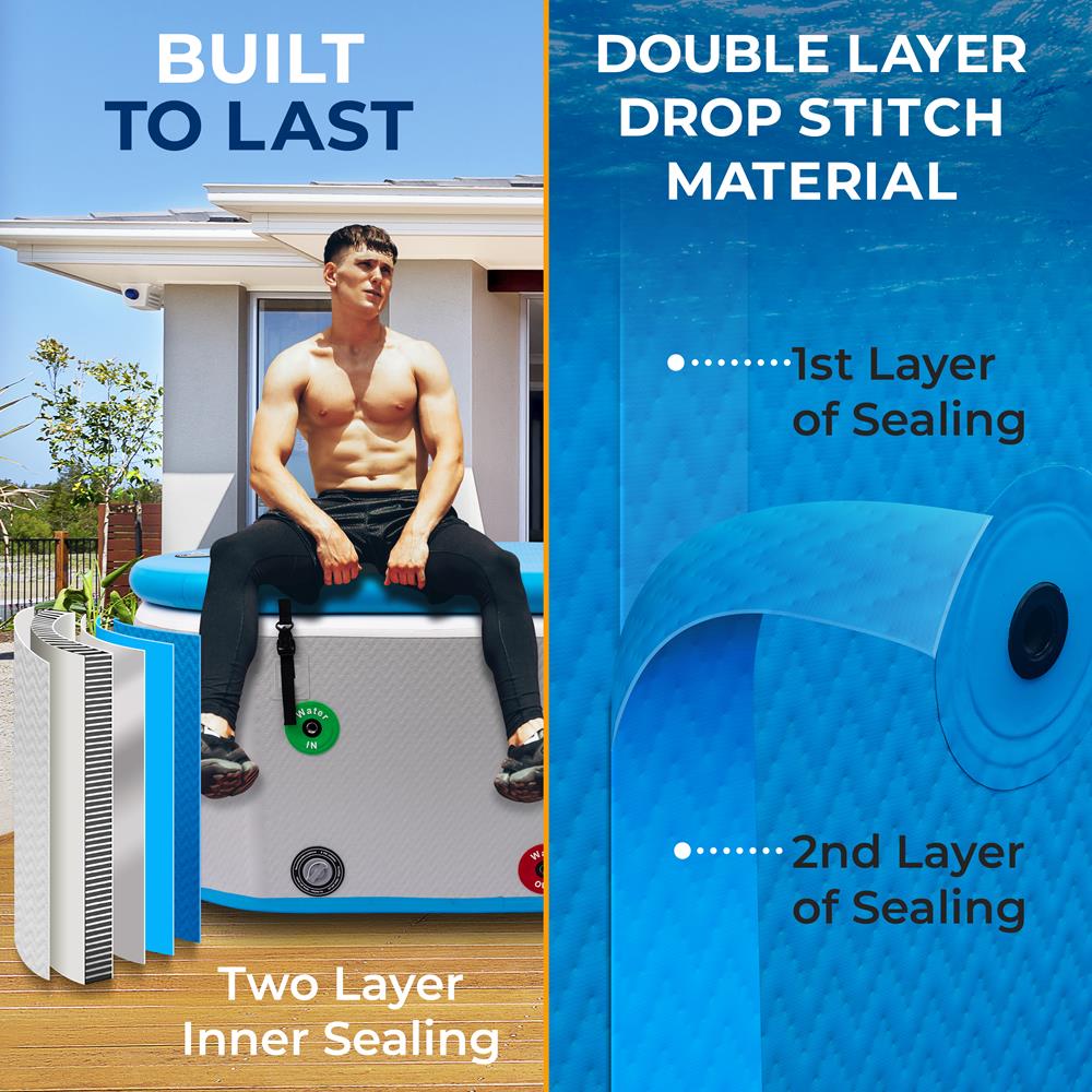 Inflatable Cold Plunge Tub 150 Gal Drop Stitch PVC Therapy Recovery