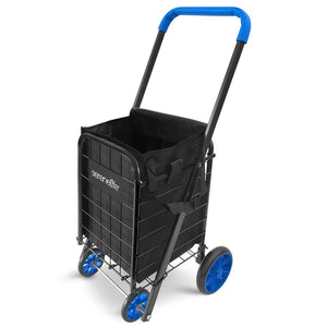 Shopping Cart Liner 600D Oxford Waterproof Cloth And Portable Compact Folding With Zipper (Black)