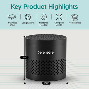 Serenelife Round Refrigerator Deodorizer, Lasts Up To 10 Years, More Effective Than Baking Soda - With Natural Bamboo Air Purifying Technology (Black)