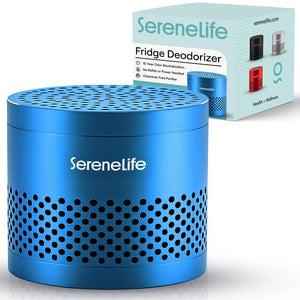 Serenelife Round Refrigerator Deodorizer, Lasts Up To 10 Years, More Effective Than Baking Soda - With Natural Bamboo Air Purifying Technology (Blue)
